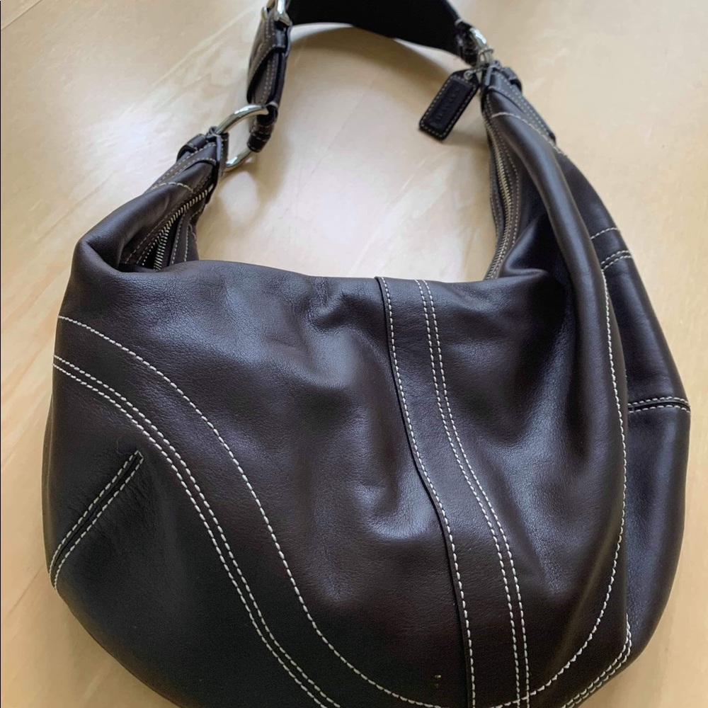 Dark Brown Leather Coach Handbag